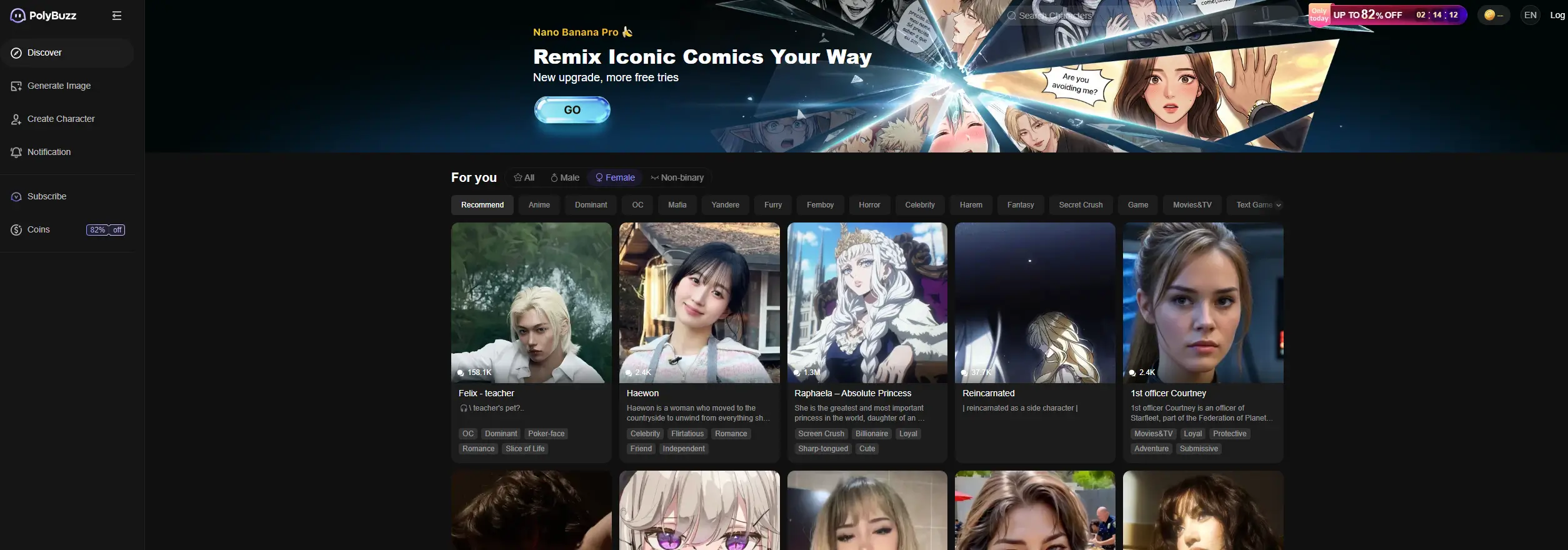 PolyBuzz | Gallery of AI characters available for chat